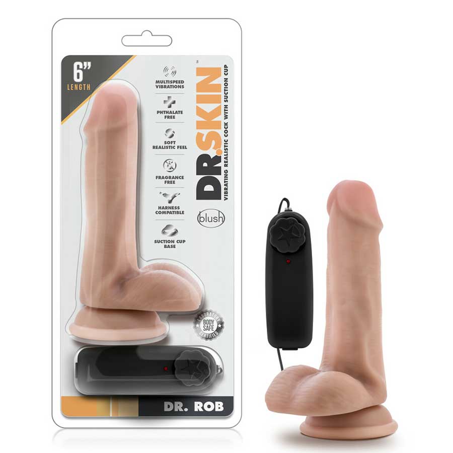 Dr. Skin Realistic 6 Inch Dr. Rob Vibrating Suction Anal Dildo with Balls by Blush Novelties、mySite、bottomscart