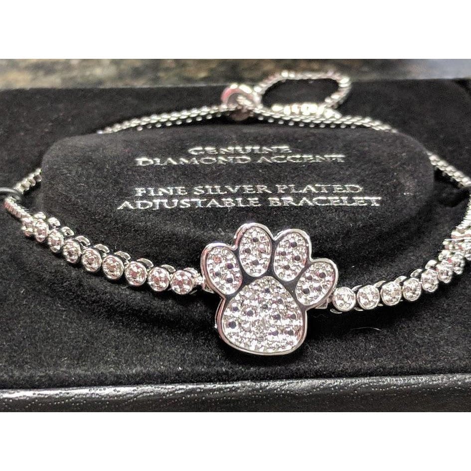 Paw Slider Bracelet-Silver Plated with Sparkling Diamonds $100 Retail、mySite、g9winljtr