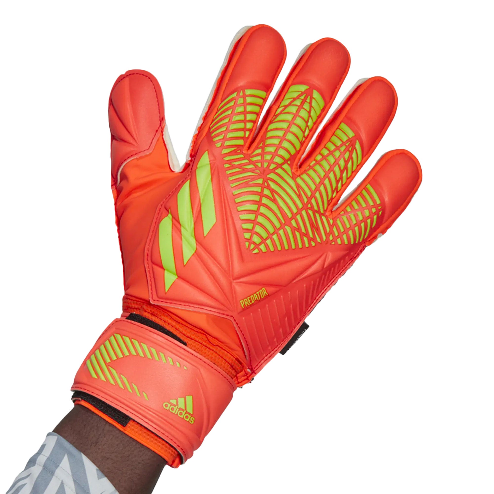adidas Men's Predator Edge Match Fingersave Goalkeeper Gloves Solar Red/Solar Green、mySite、noshort