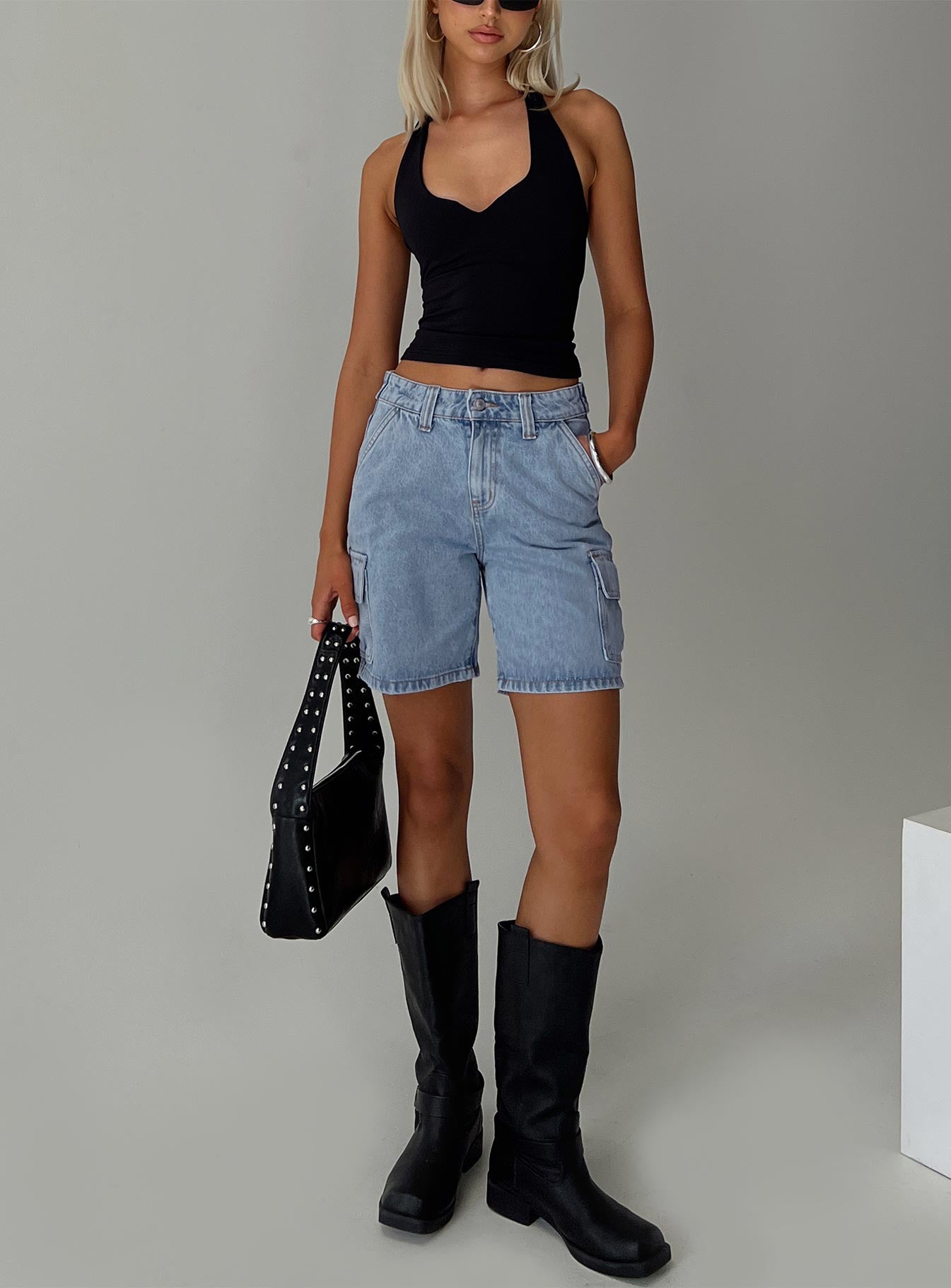 Mika Carpenter Denim Shorts Light Wash、mySite、solidvoid