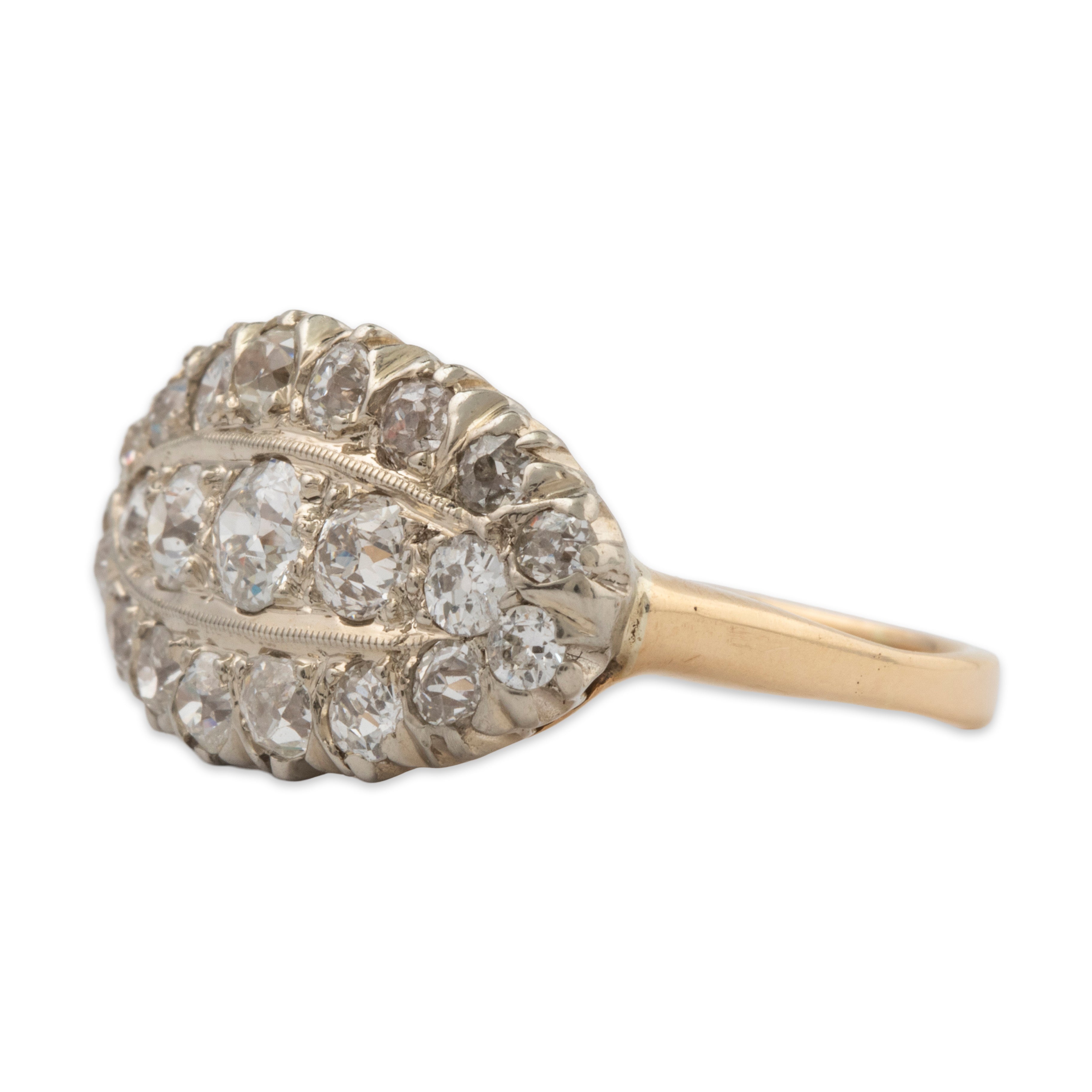 Antique 14k Yellow & White Gold 1.19cttw Old Mine Cut Diamond Rows Ring 5.5、mySite、hinf8tx79