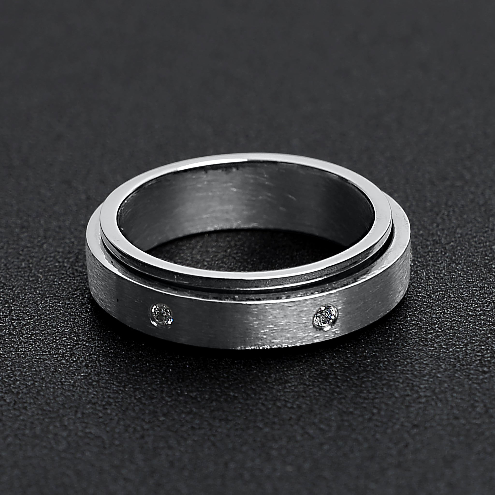 CZ Stones In Center Spinner Stainless Steel Ring / SBE002、mySite、dreamappss