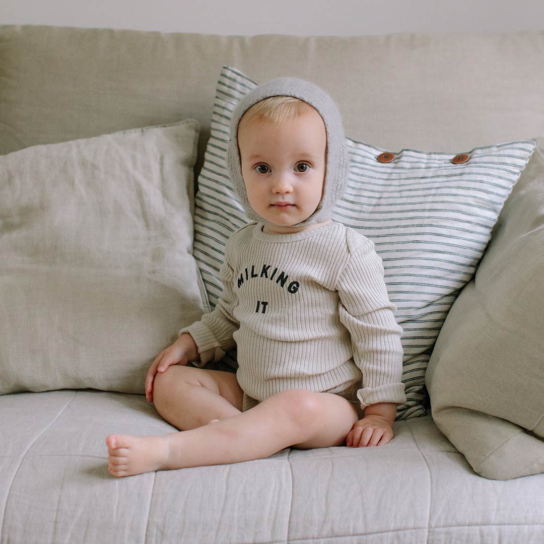  Claude & Co Milking It Organic Ribbed Bodysuit - Oat、mySite、merchandisen