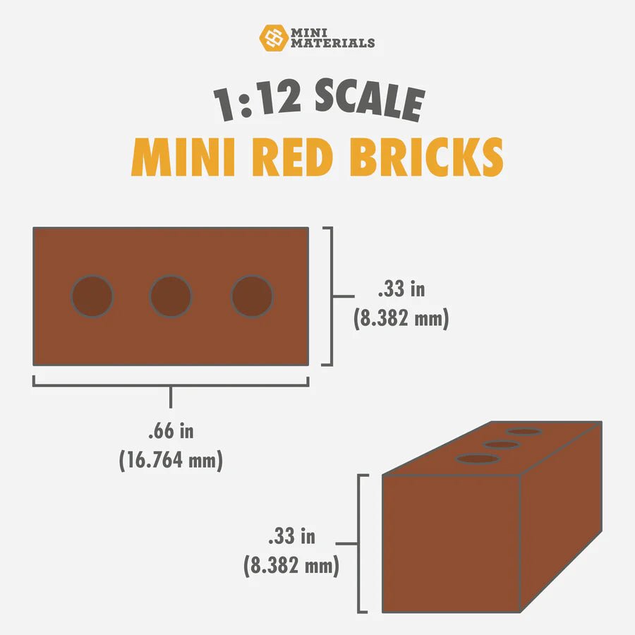 Mini Materials 1:12 Scale Mini Red Bricks (50 Pack)、mySite、hgirdovlk