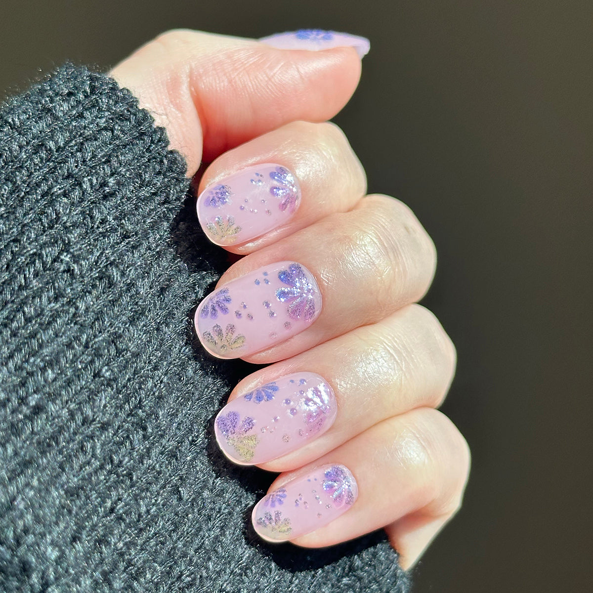 3D Chrome Blooms - Press-On | Short | Round、mySite、solidvoid