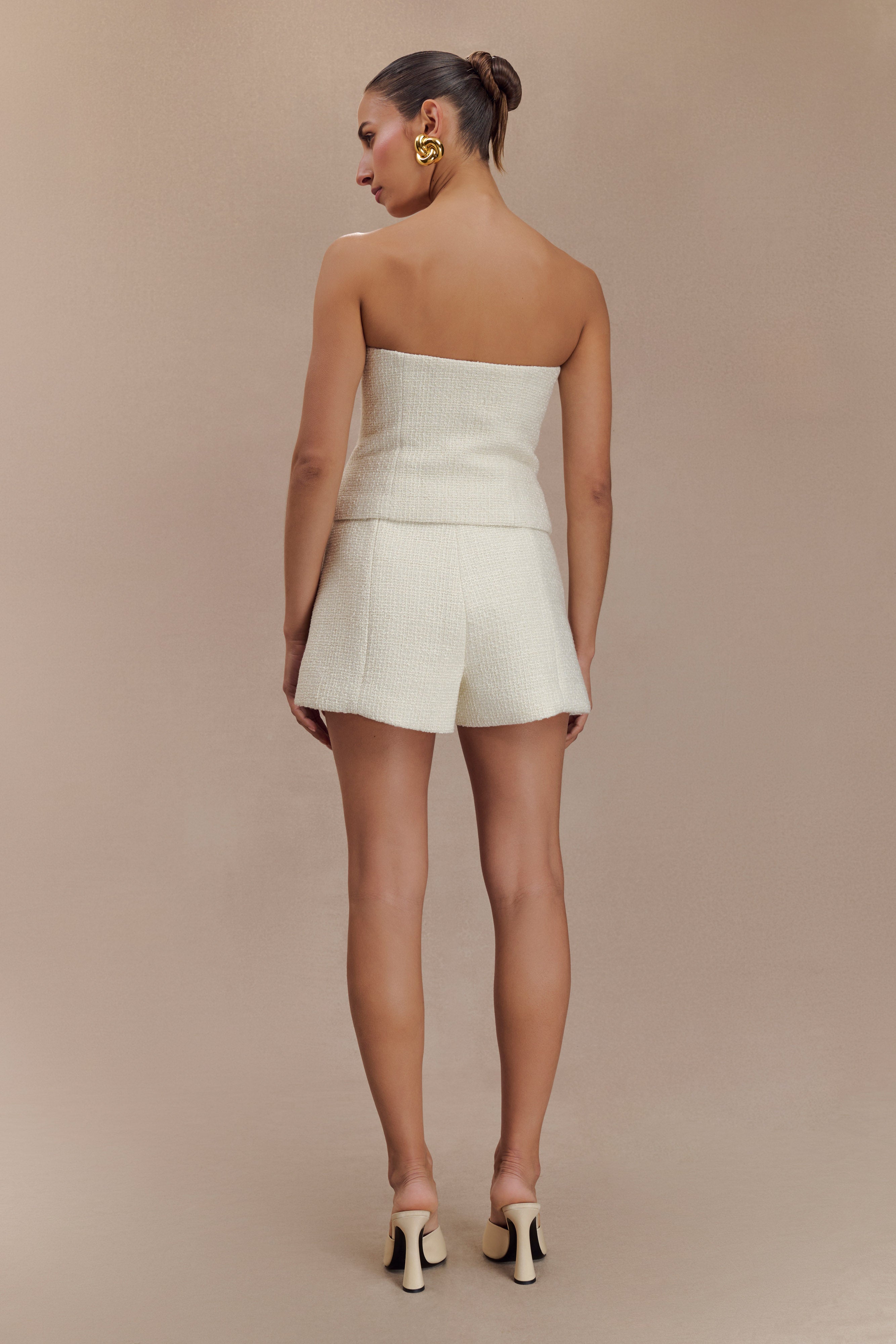 Parker Boucle Strapless Asymmetric Top - Ivory、mySite、solidvoid