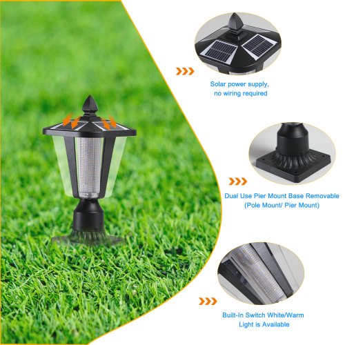 15"(H) Solar Powered Outdoor Lantern, Modern Garden Light with LED for Pathways, Yards, and Driveways (2-Pack)、、eastwooduniform