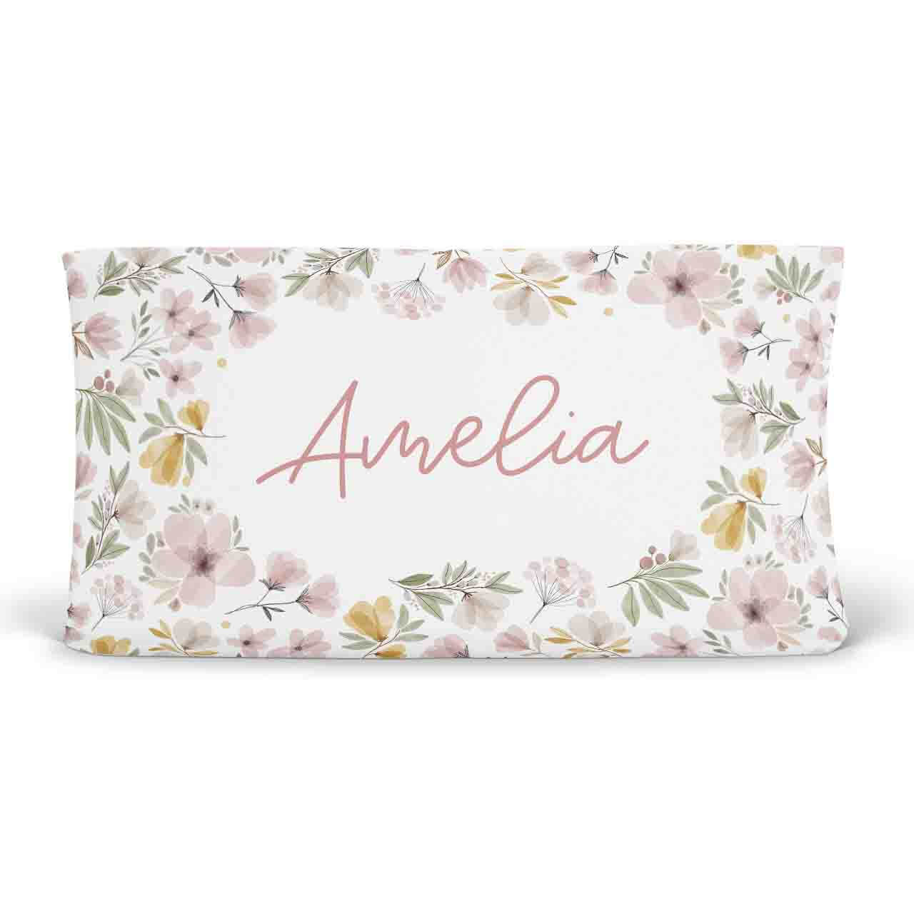  Maeve's Mauve & Mustard Floral Personalized Changing Pad Cover、mySite、layawaytickets