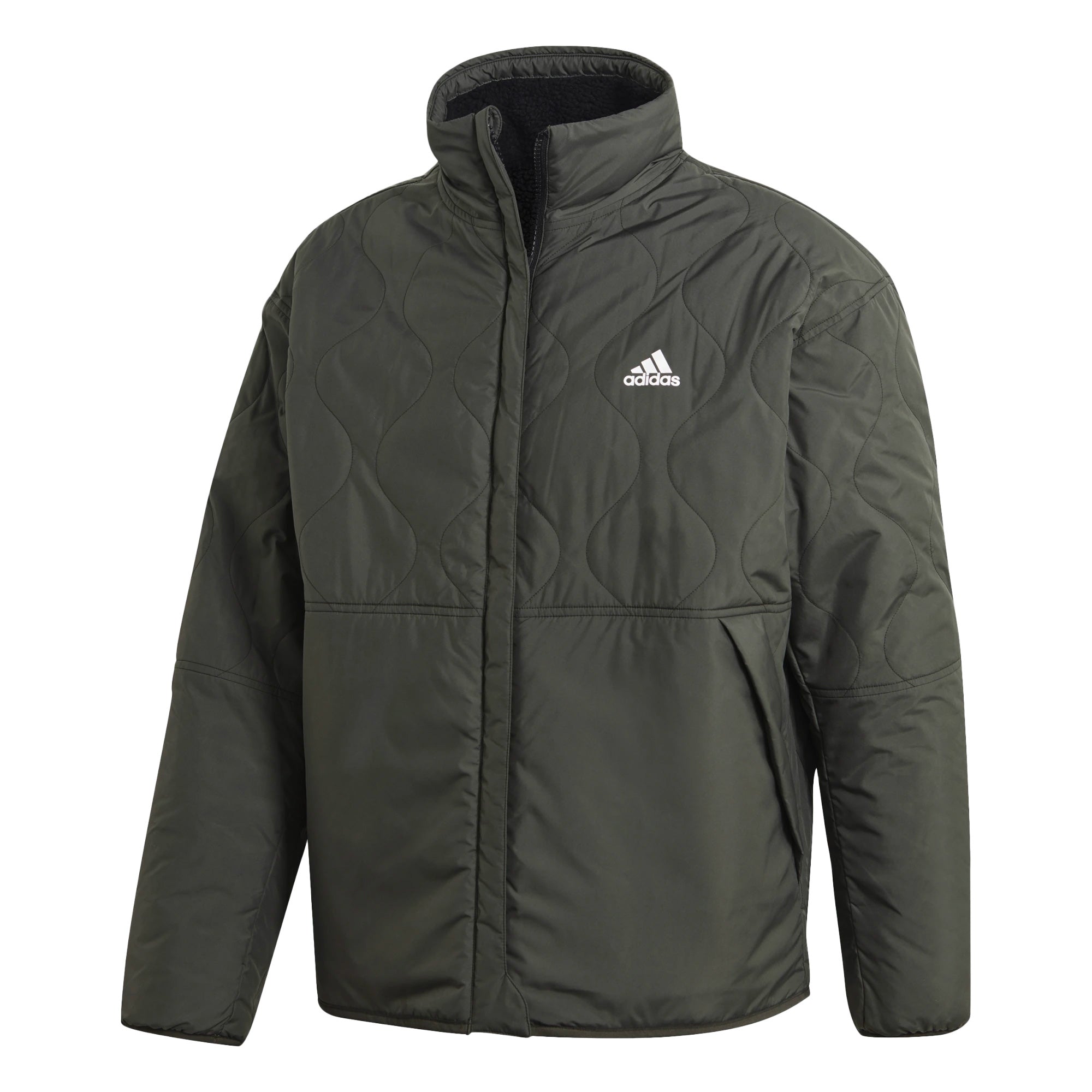 adidas Men's Reversible Boa Padded Sherpa Jacket Black/Grey、mySite、noshort