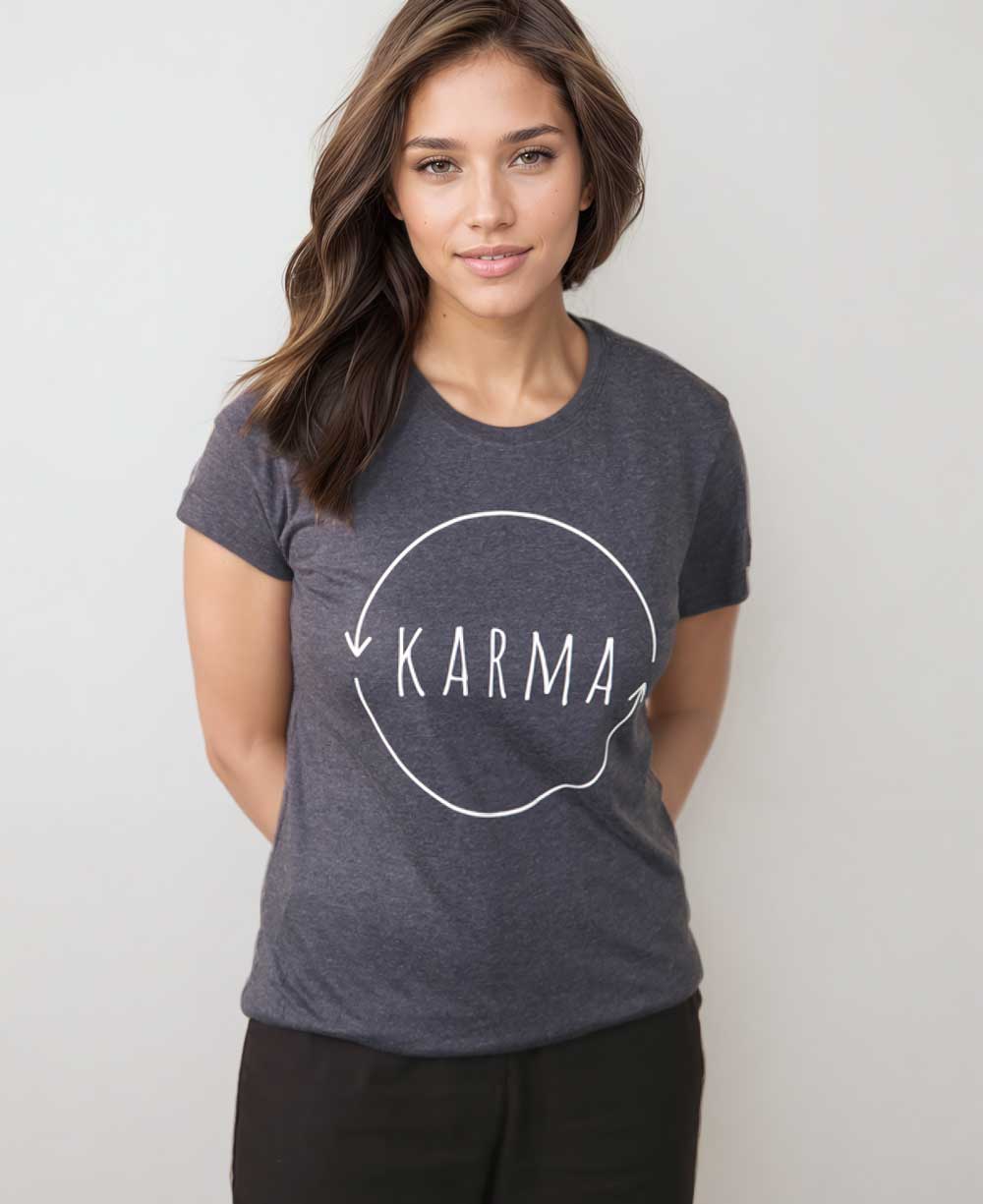 Karma Women's Heather Blue Recycled T-Shirt、mySite、topwebapps