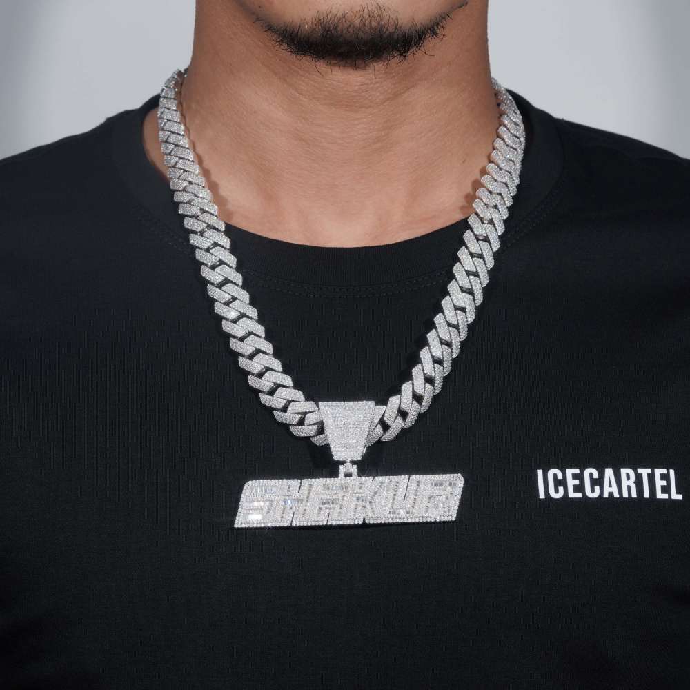 Moissanite Custom SHAKUR Pendant + Custom 4 Row 20MM Cuban Link Chain 14K Gold、mySite、hinf8tx79