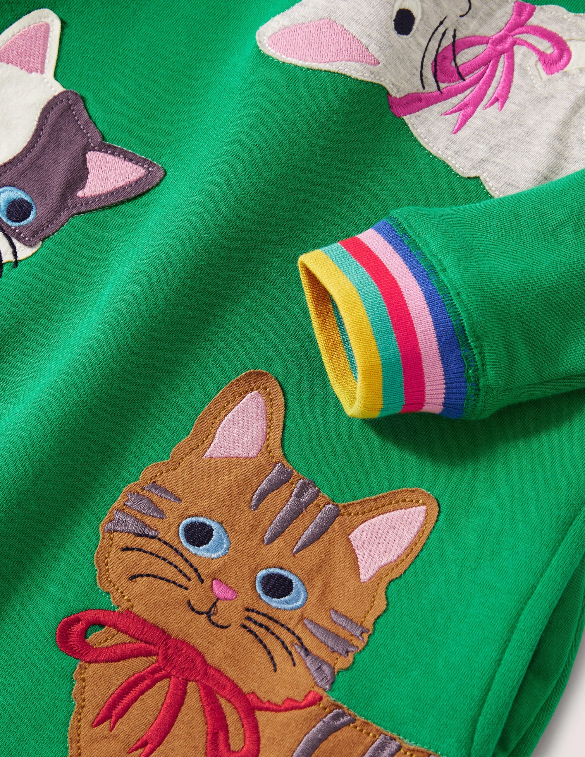  Green Rainbow Cat Print Sweatshirt Dress-Highland Green Cats、mySite、ashleygrahame