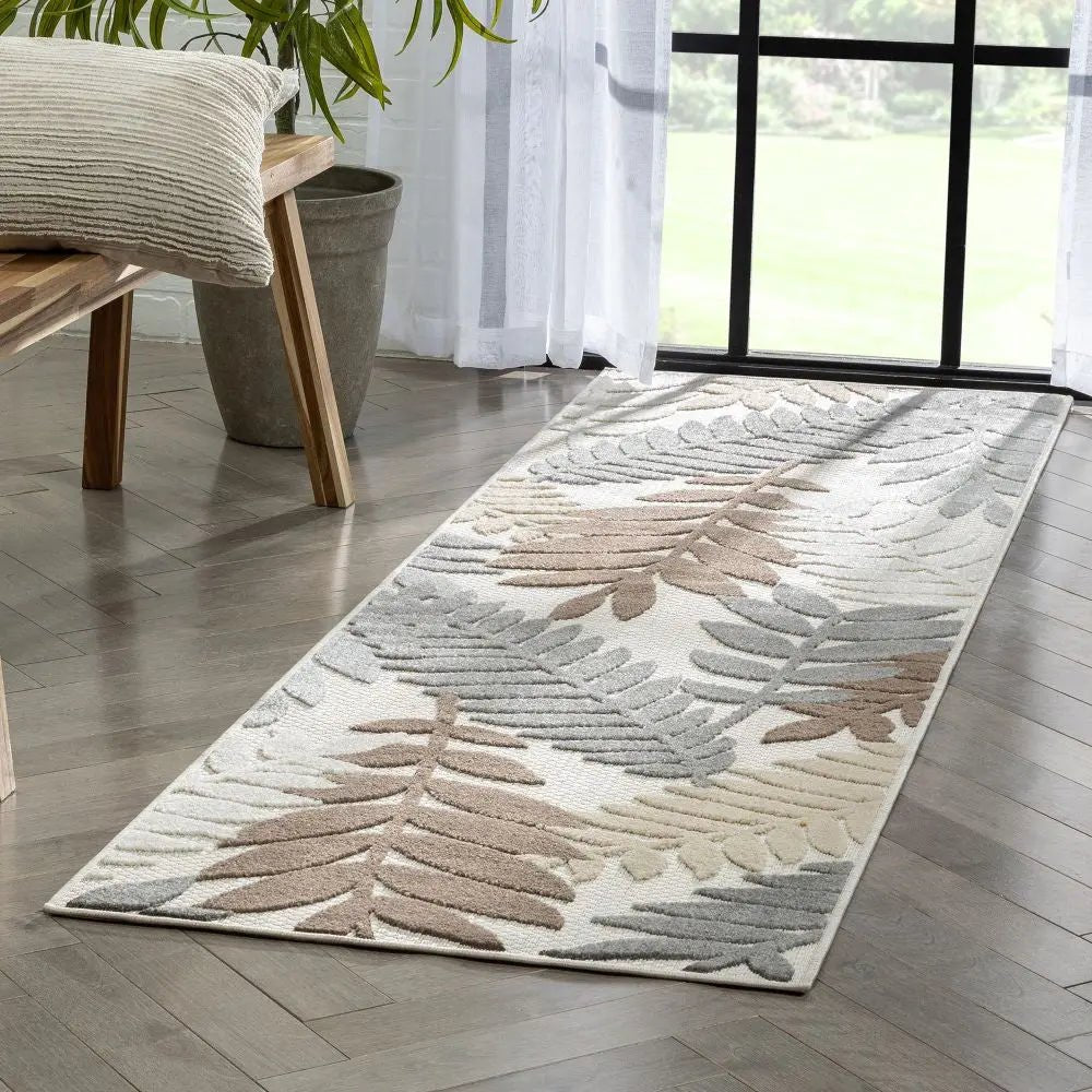 Mariah Modern Floral Indoor/Outdoor Ivory High-Low Rug、mySite、gigharbornorthrealestate