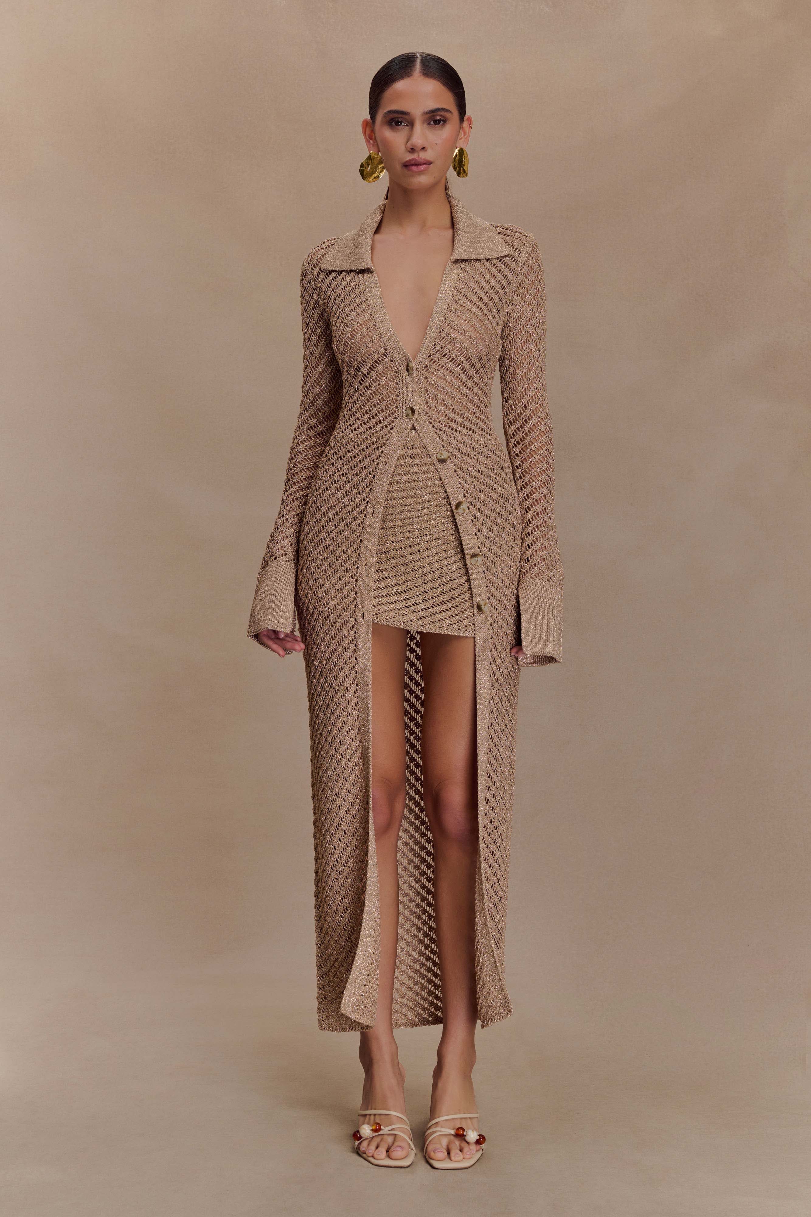 Waverley Metallic Knit Swim Cover Up - Gold、mySite、solidvoid