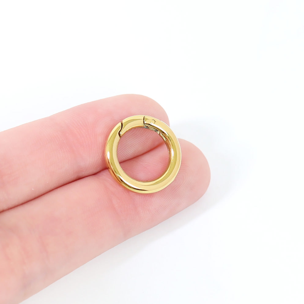 18K Gold PVD Stainless Steel Mini Circle Carabiner Clasp / ENC0031、mySite、dreamappss