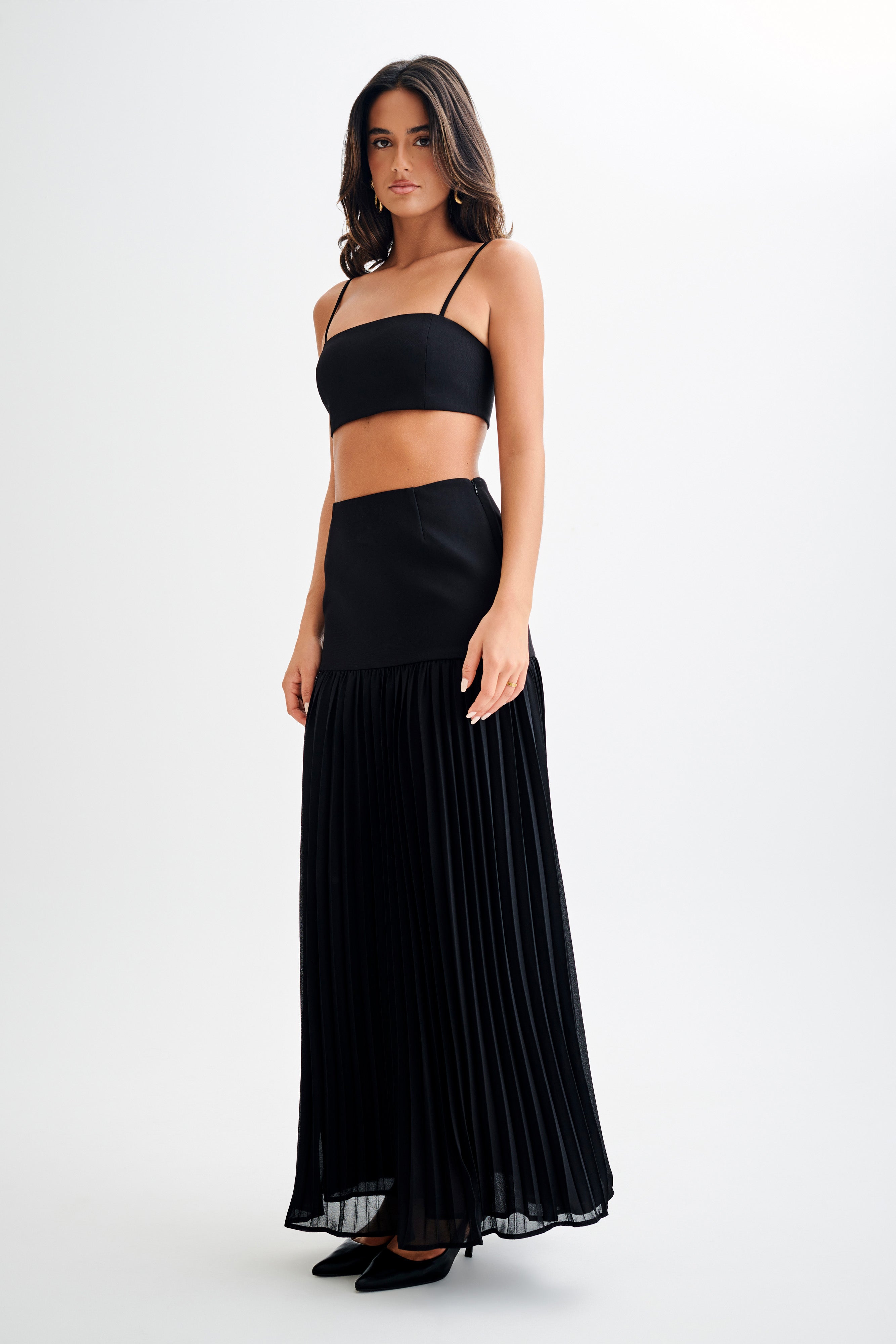 Jillian Pleated Maxi Skirt - Black、mySite、solidvoid