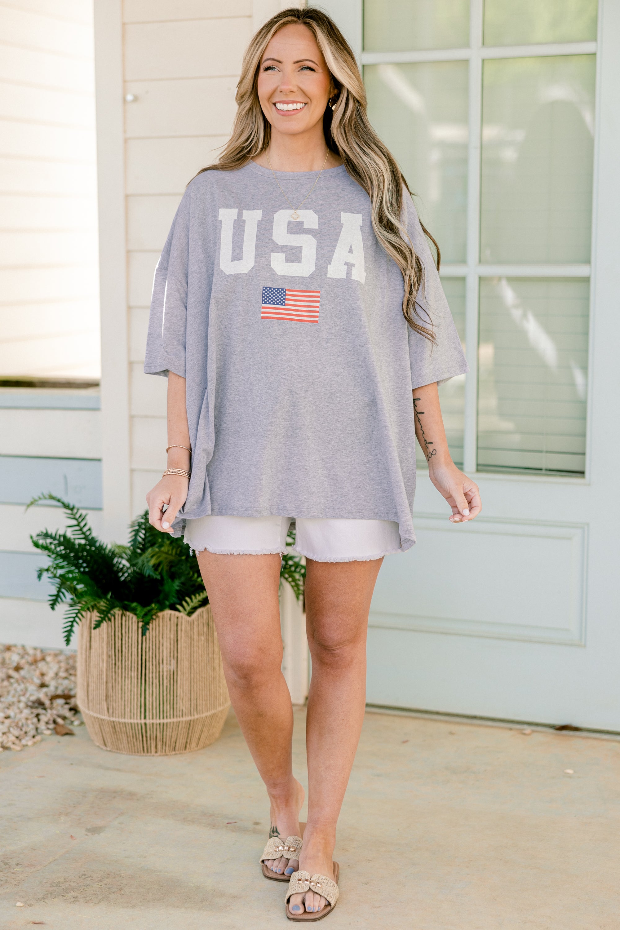  True American Spirit Boyfriend Tee, Heather Gray、mySite、justintrudeaud