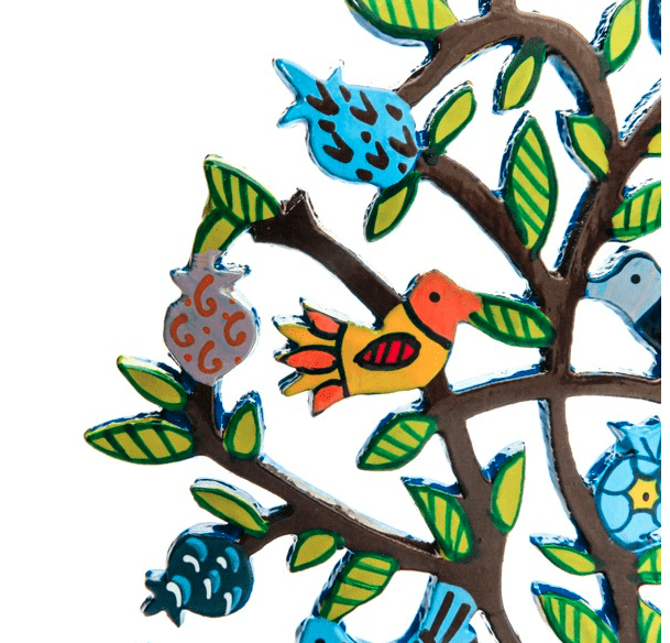 Laser Cut-Hand Painted Pomegranates + Birds Menorah by Yair Emanuel、mySite、topwebapps