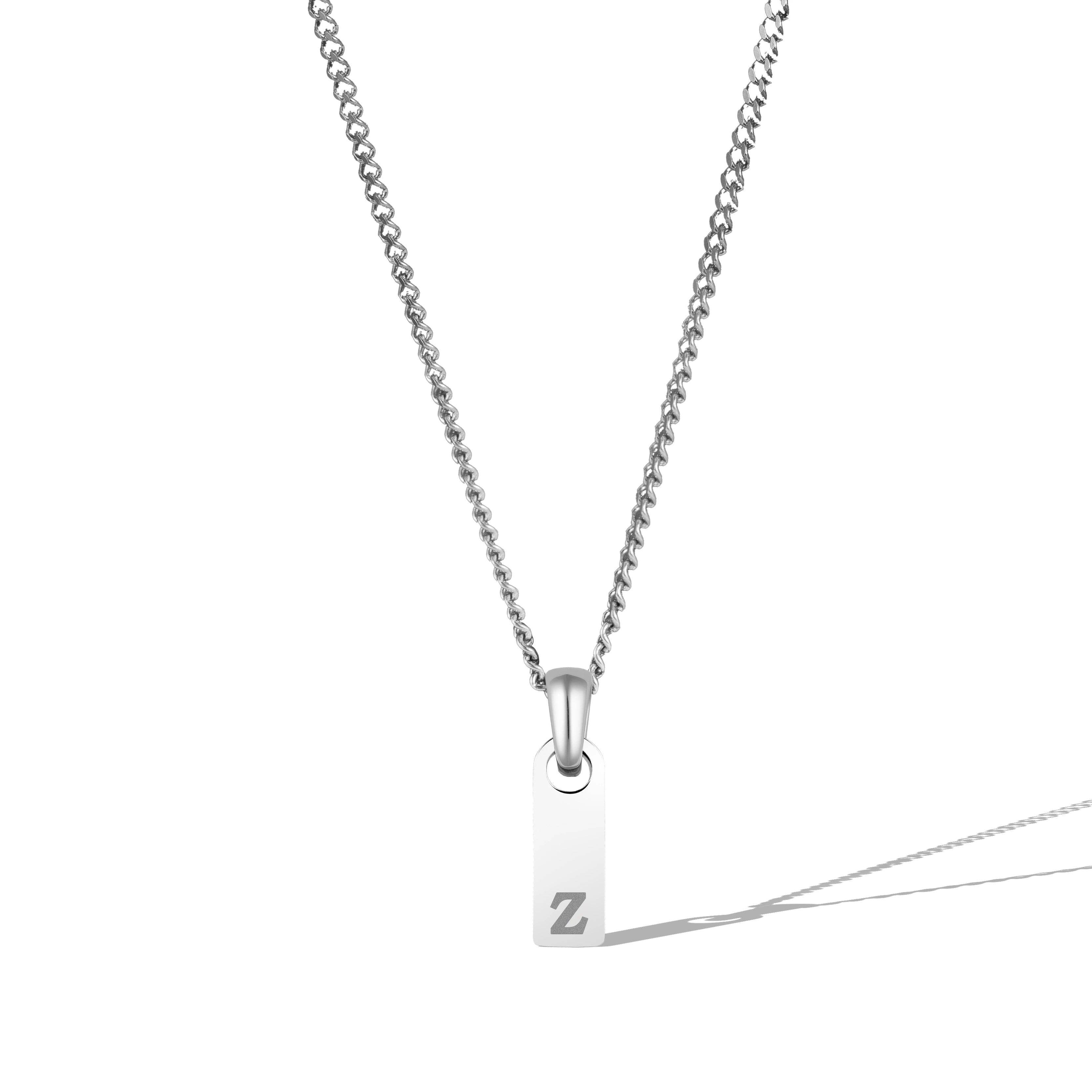 Initial Tag Necklace - Silver、mySite、botmansion