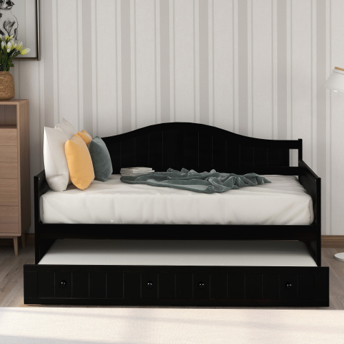 Twin Wooden Daybed with 2 drawers, Sofa Bed for Bedroom Living Room,No Box Spring Needed,White、、casual