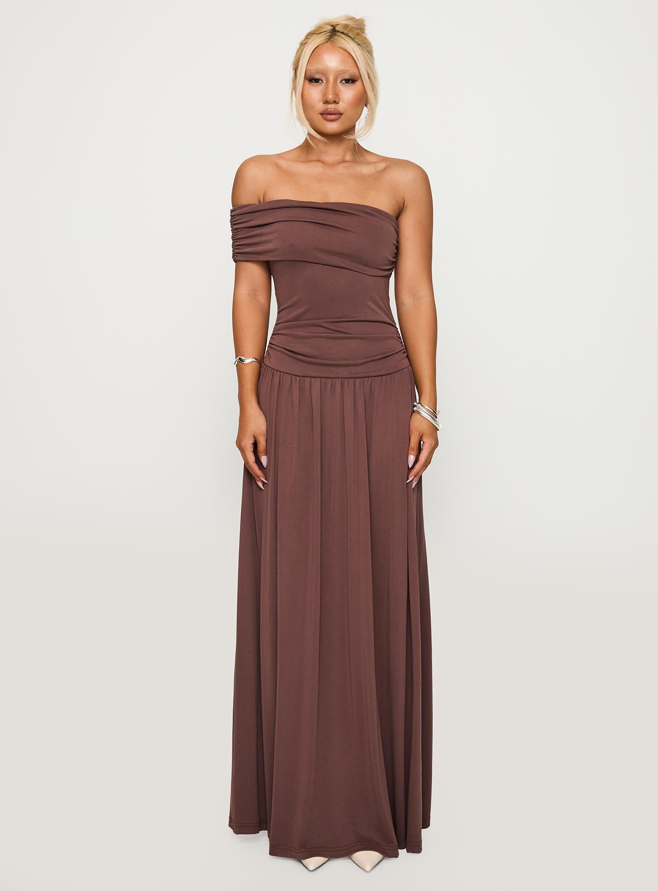 Decadence Strapless Maxi Dress Brown、mySite、solidvoid