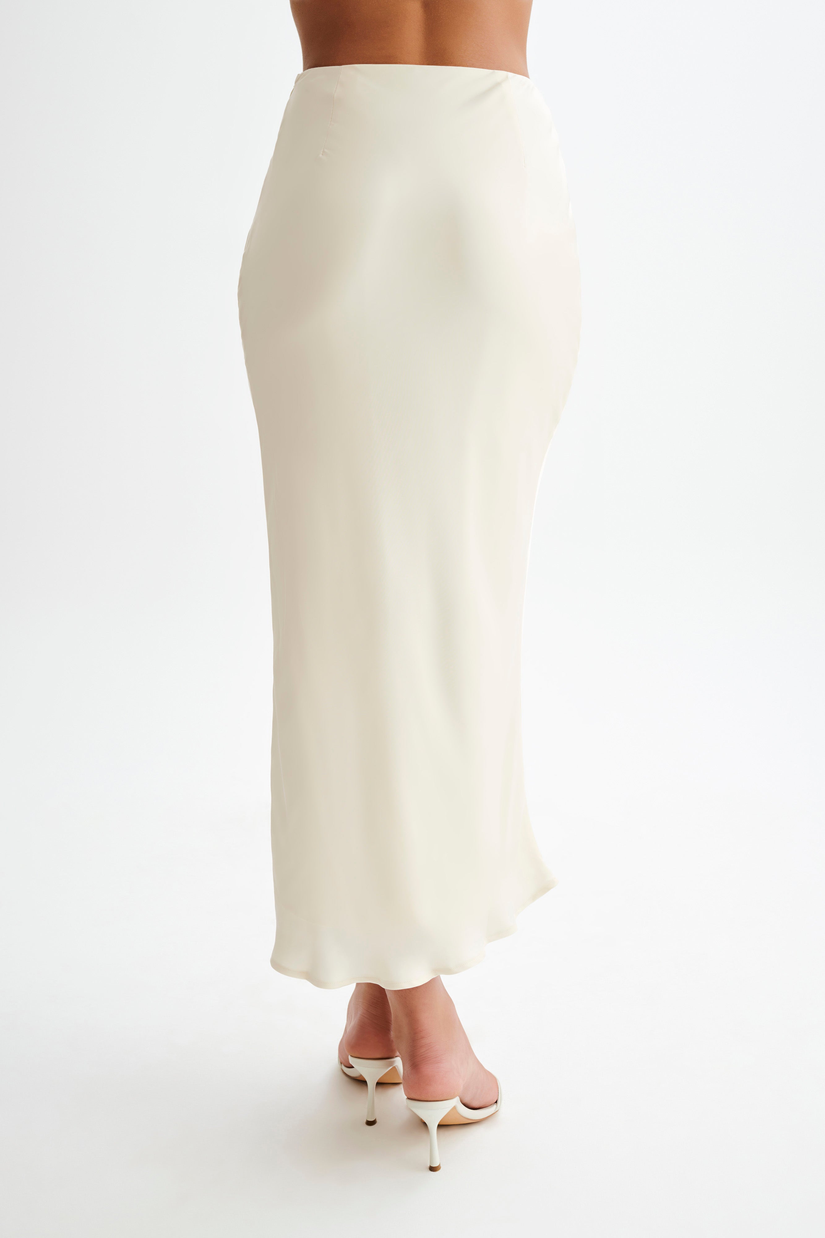 Viviana Satin Maxi Skirt - Ivory、mySite、solidvoid
