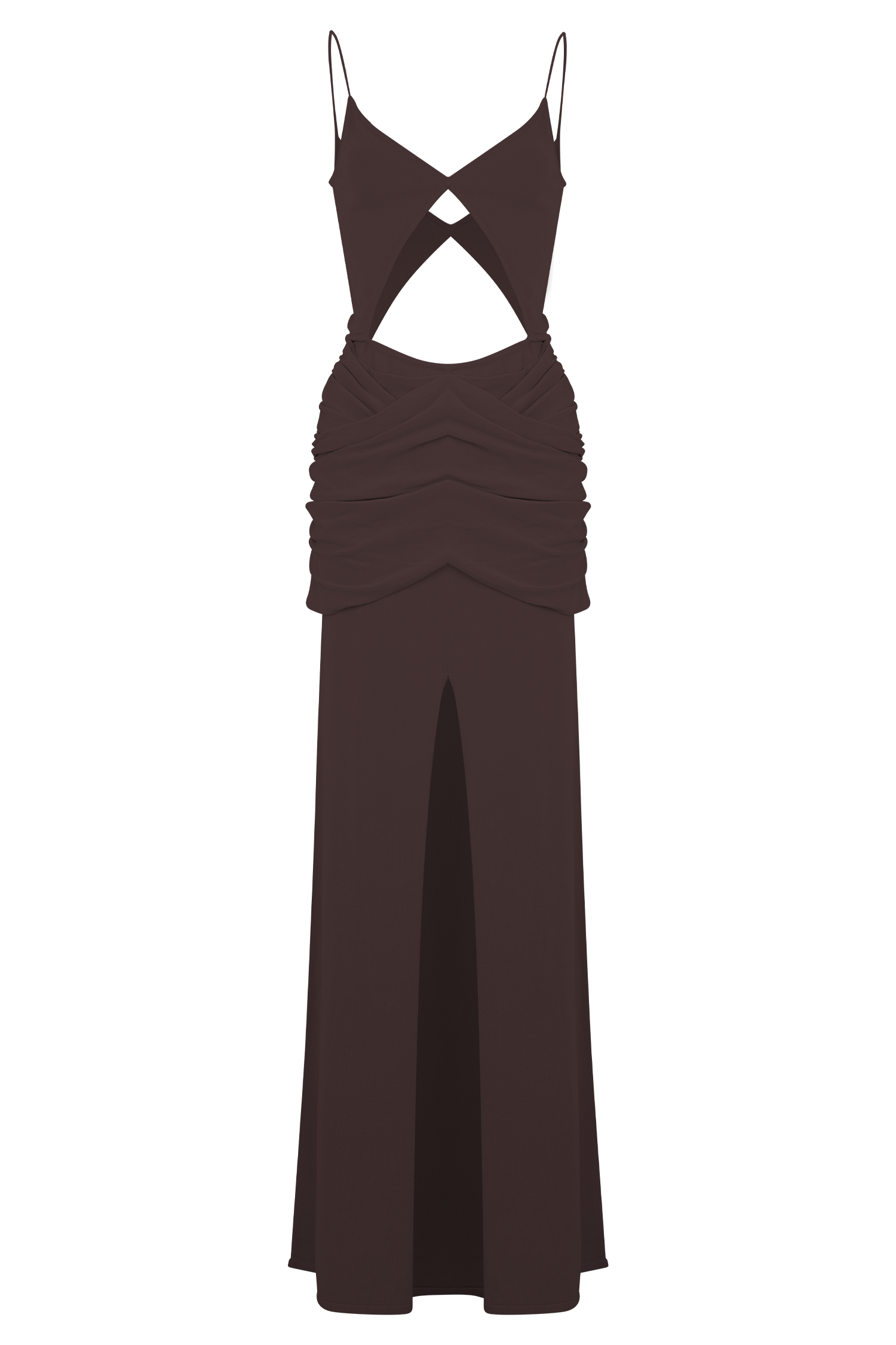 Reama Wrap Over Knit Maxi Dress - Chocolate、mySite、solidvoid