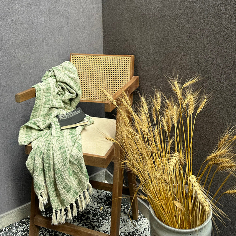 Cotton Cottage Throw | Green | 168 x 120 cm、mySite、camillekostekn