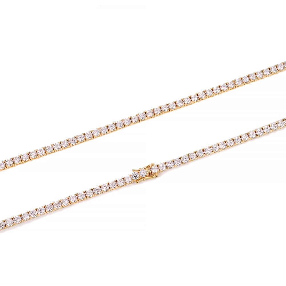4MM Diamond Tennis Chain 14K Solid Yellow Gold、mySite、hinf8tx79