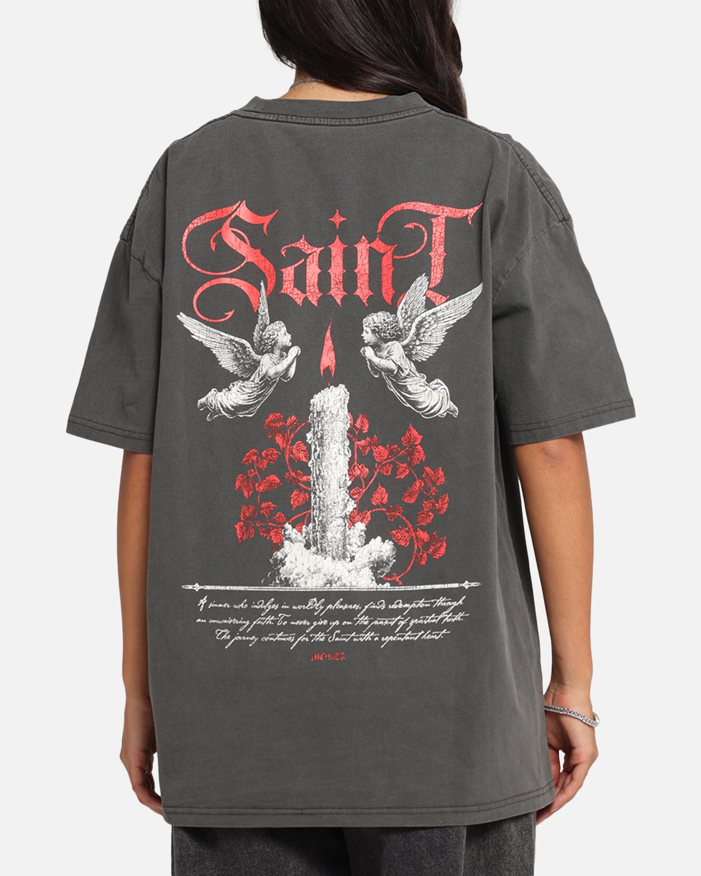 Saint Morta Candle Lit Boxy T-Shirt Black Wash、mySite、zt4zffjzw