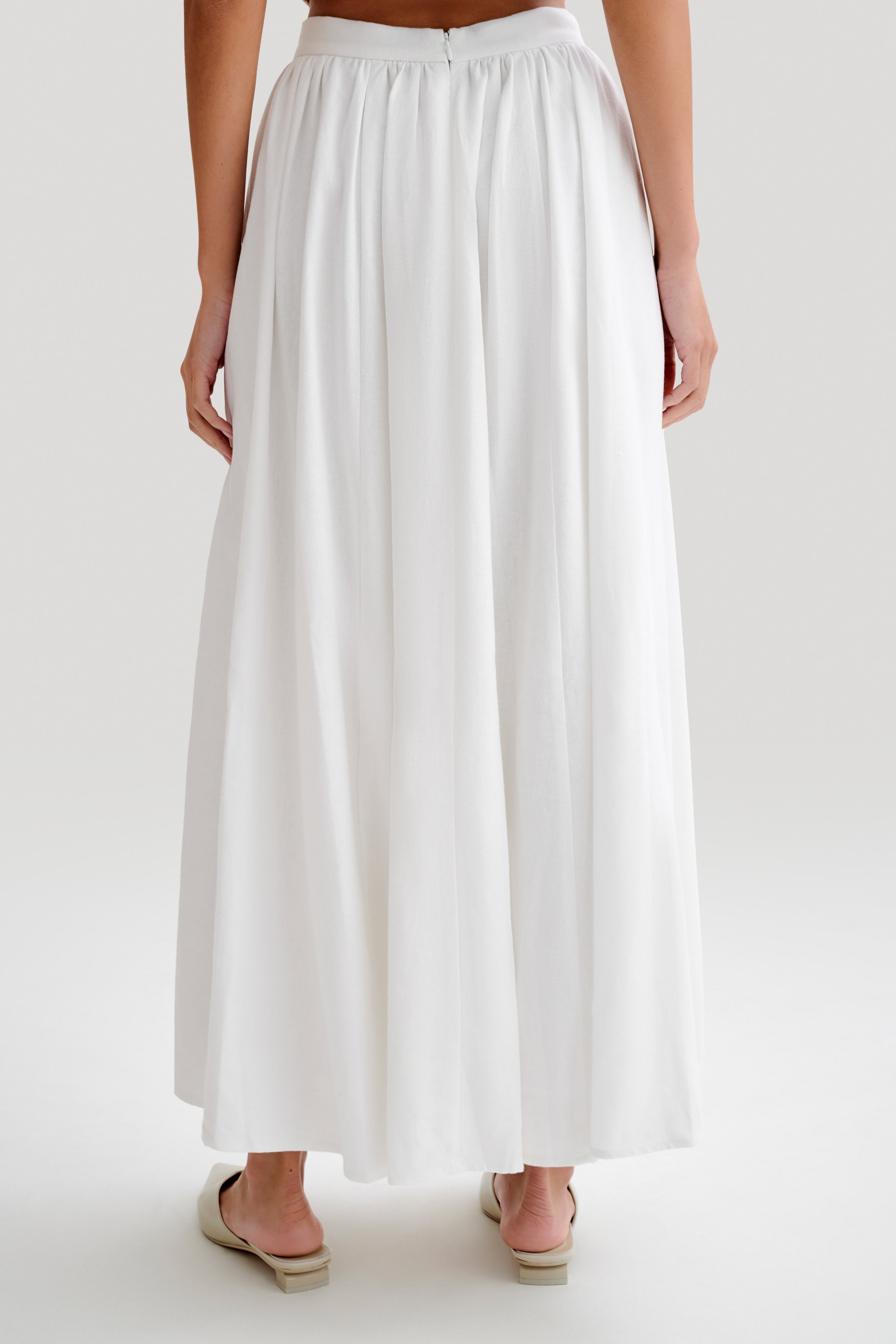 Clarence Linen A-Line Maxi Skirt - White、mySite、solidvoid