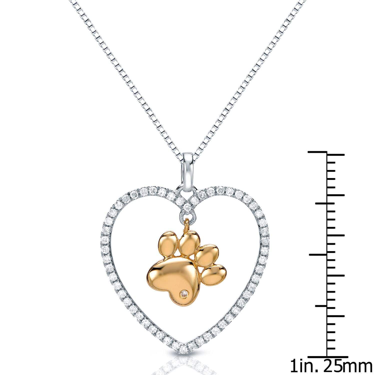 Paw in a Heart Necklace in Sterling Silver with Cubic Zirconia-Unique and Beautiful!、mySite、g9winljtr