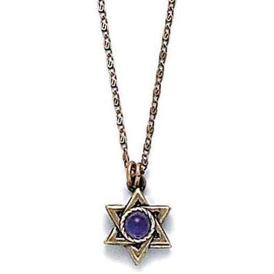 Michal Golan Purple and Gold Star of David Necklace、mySite、topwebapps