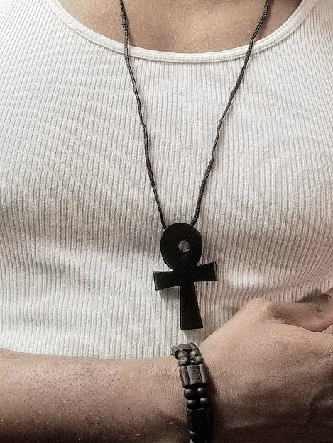 African Egyptian Wooden Ankh Necklace and Bracelet-DPJ4008AB、mySite、solidvoid