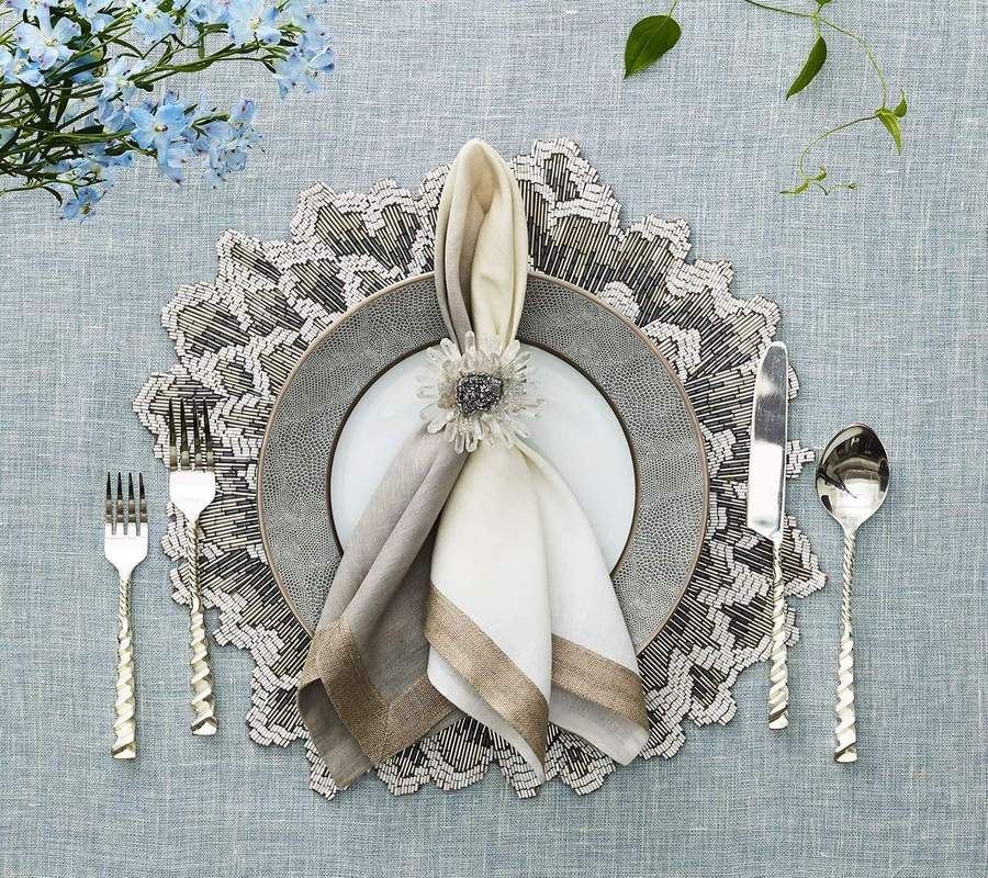  Kim Seybert Dip Dye Gray & Silver Napkin、mySite、elrpsem3k