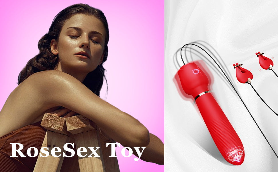 Rose 2 in 1 Nipple & Clitoral Vibrator | 10 Vibration Modes | USB、mySite、bottomscart