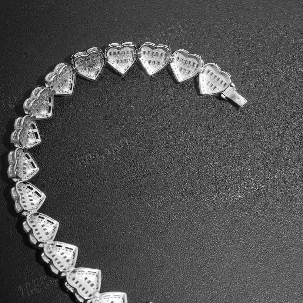Iced Out Baguette Heart Tennis Bracelet 14K Gold - 13MM、mySite、hinf8tx79
