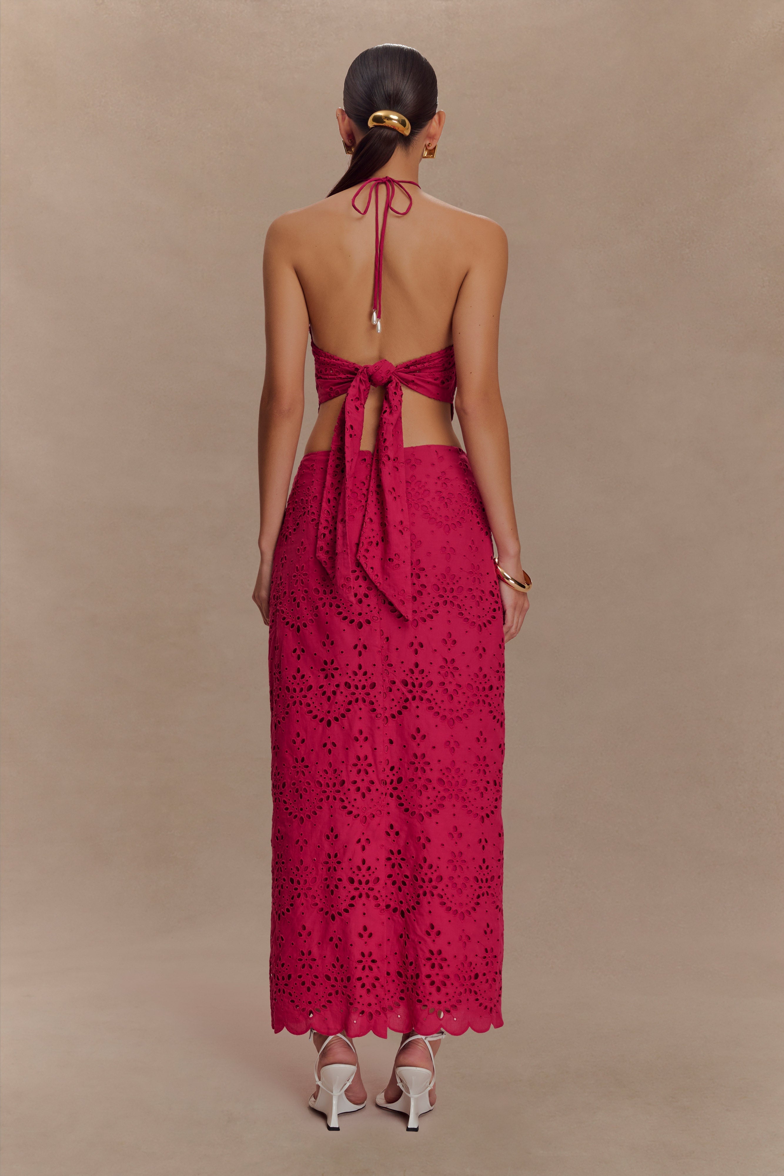 Kensley Broderie Midi Skirt - Dragonfruit、mySite、solidvoid