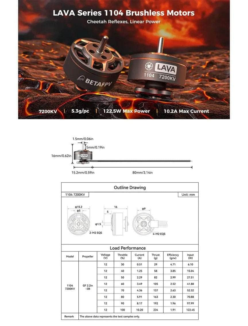BETAFPV LAVA 1104 Motor - 7200KV