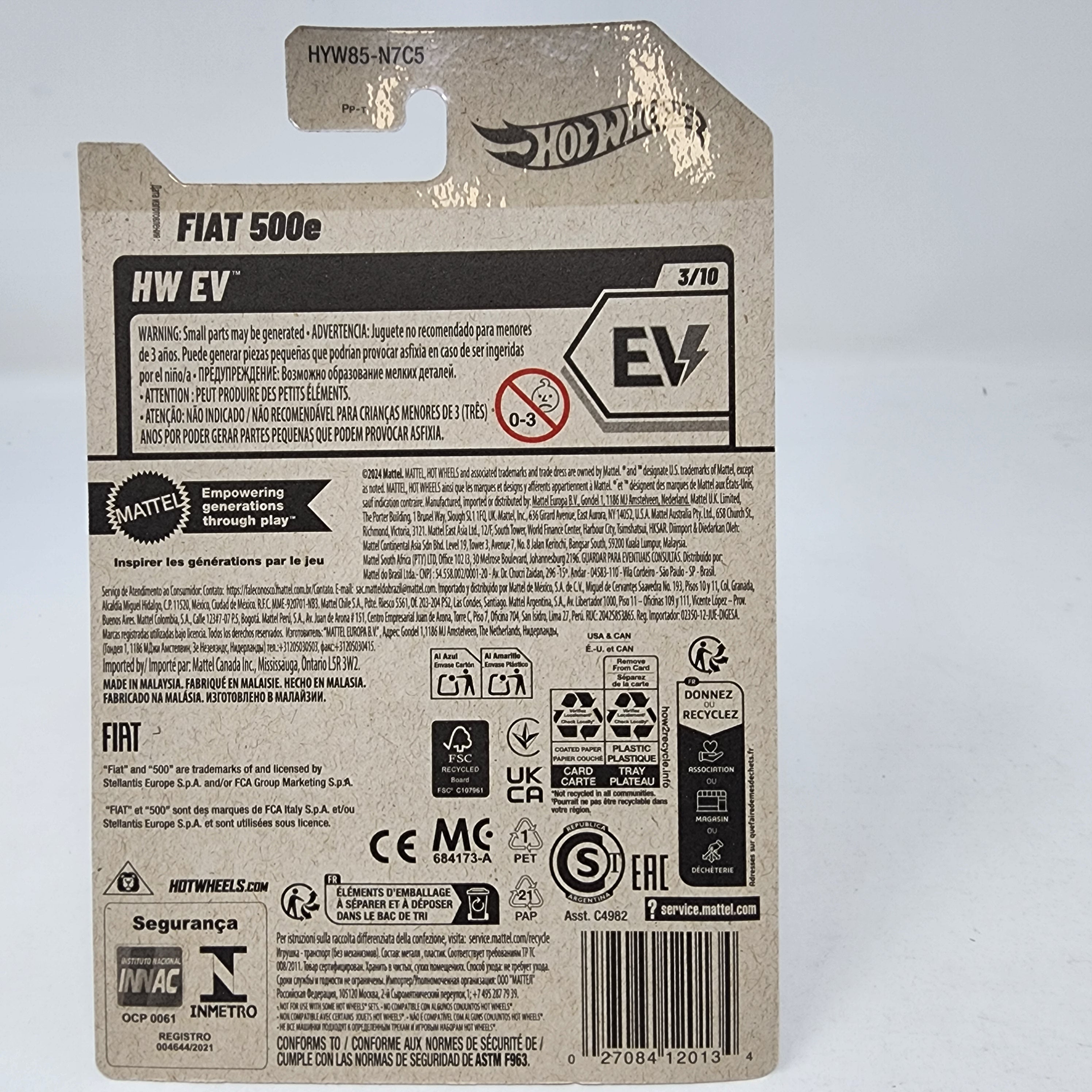 Fiat 500e #33 * Gold * 2025 Hot Wheels Case C * LONG CARD、mySite、hgirdovlk