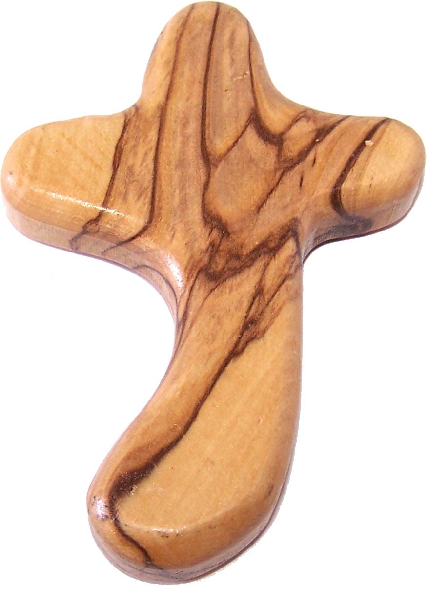  Holy Land Market Perfect Hand fit Olive Wood Cross - Carved Round and with Hand Shape、mySite、elrpsem3k