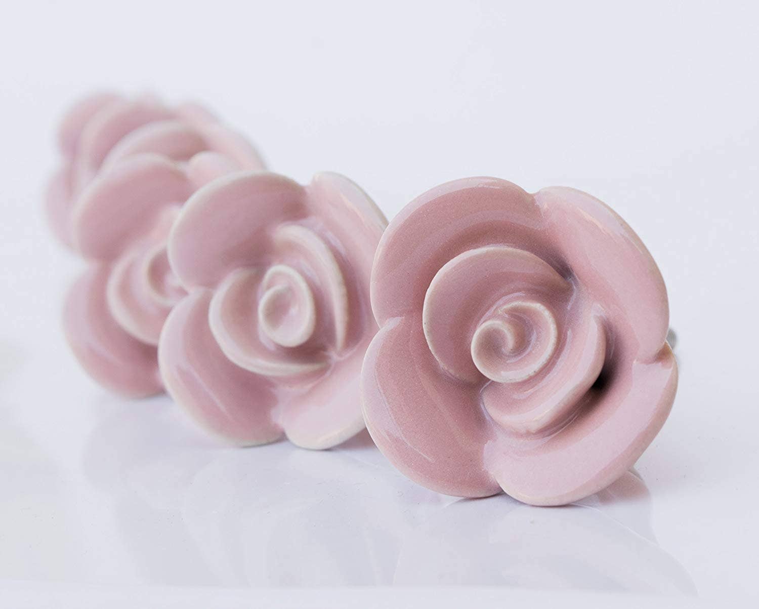 Rose Ceramic Knobs Set of 6-Handcrafted Victorian Style Pink、mySite、g9winljtr