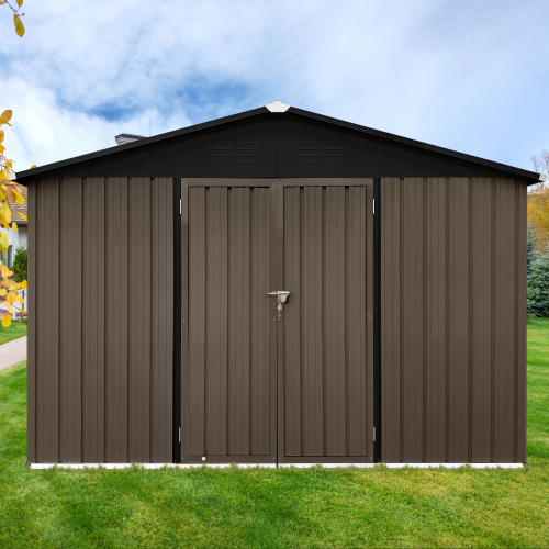 Metal garden sheds 12ft×10ft outdoor storage sheds Dark-grey、、eastwooduniform