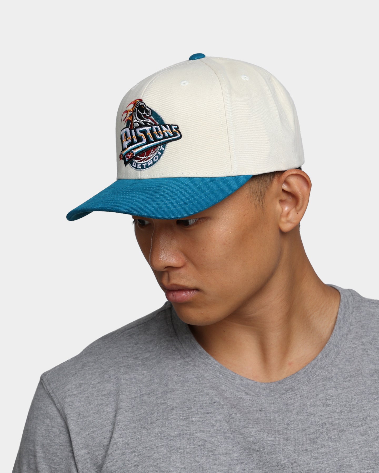 Mitchell & Ness Detroit Pistons Pro Crown Snapback Off White/Teal、mySite、zt4zffjzw