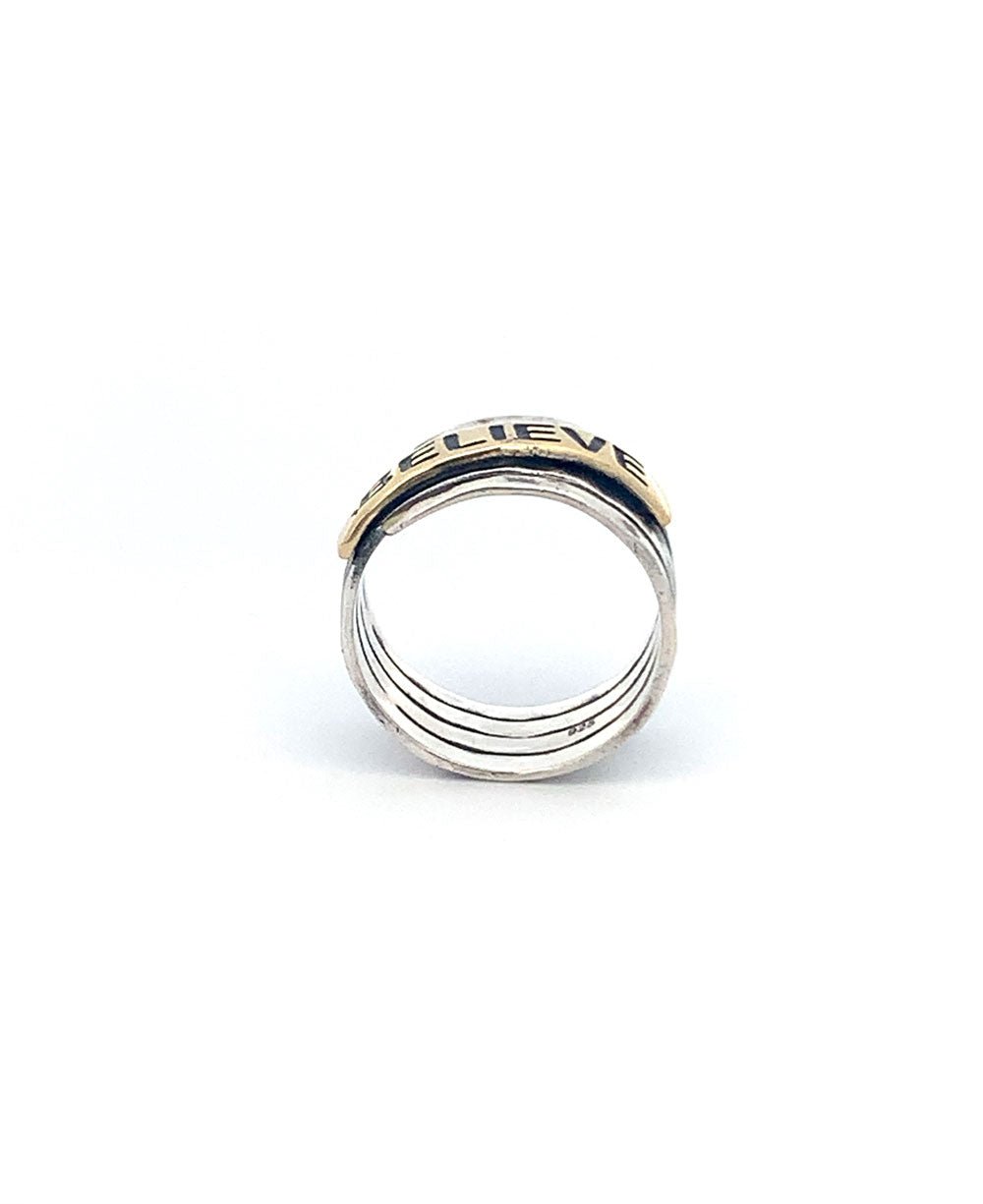 Believe Sterling Silver Hammered Finish Ring、mySite、topwebapps
