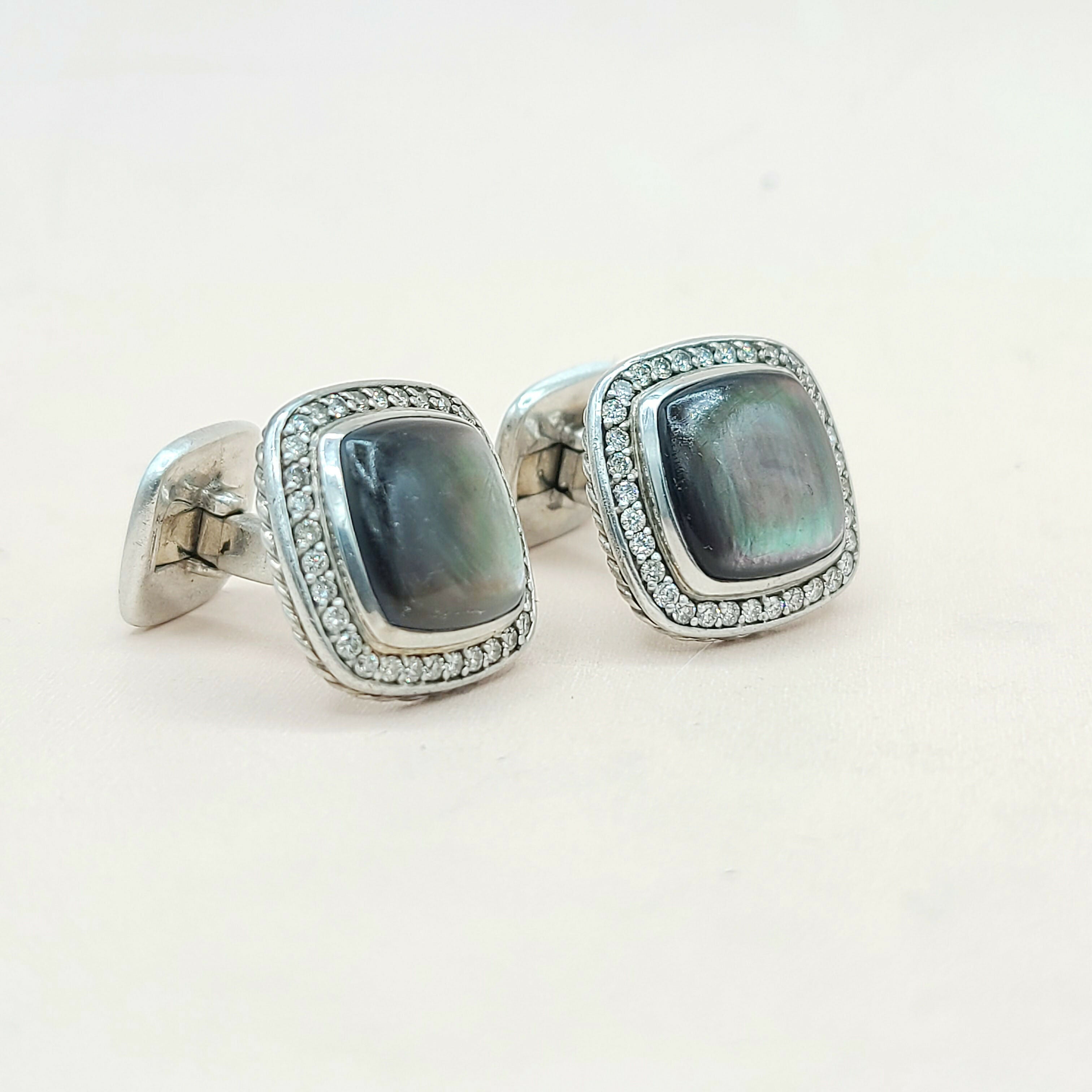 David Yurman Albion Cufflinks Black Mother of Pearl & Diamond、mySite、hinf8tx79