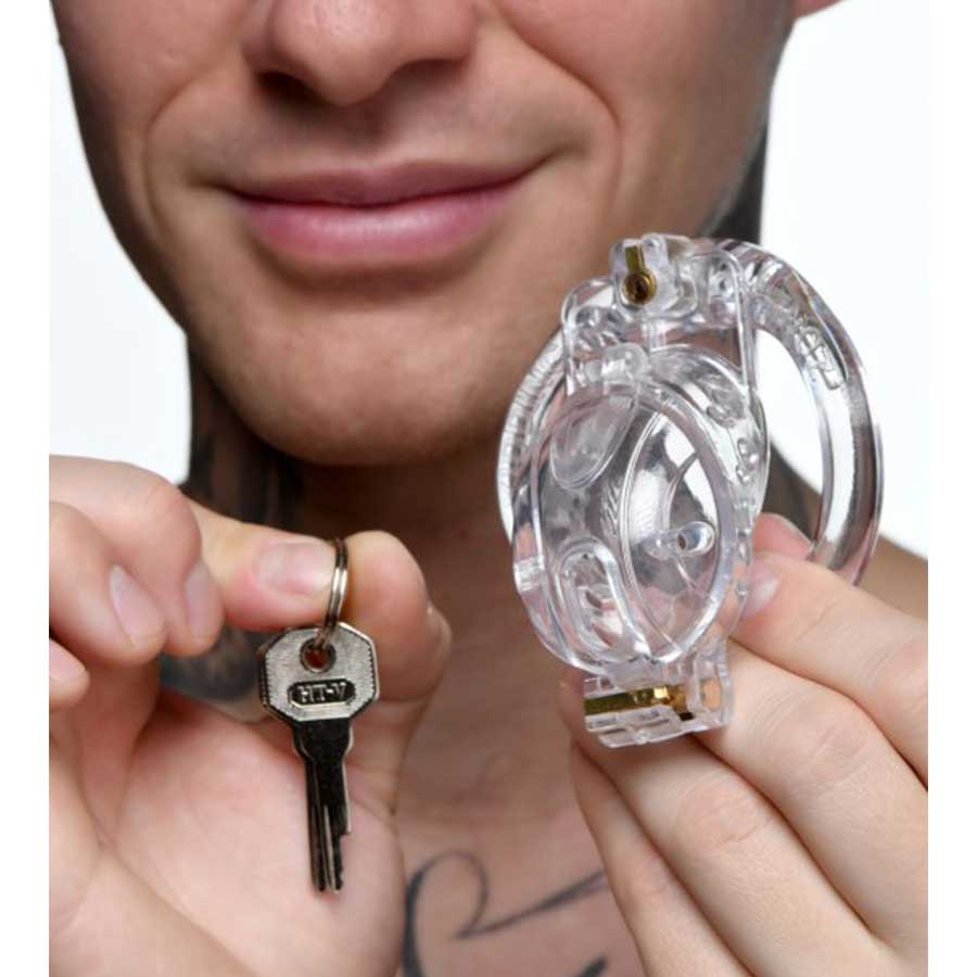 Customizable Locking 3.5 Inch Adjustable Clear Chastity Cage、mySite、bottomscart