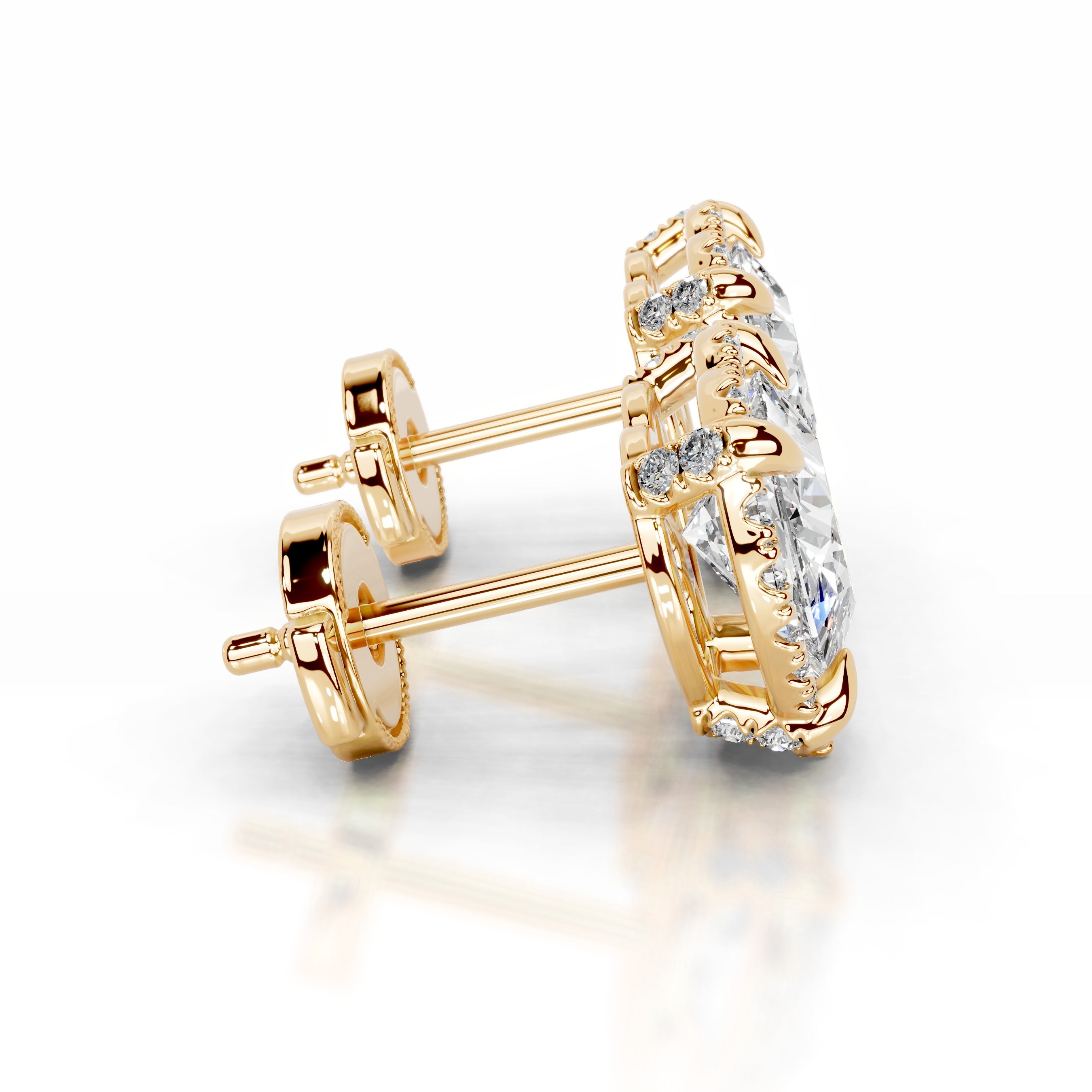 Ophelia Diamond Halo Earrings - 18K Yellow Gold、mySite、hinf8tx79