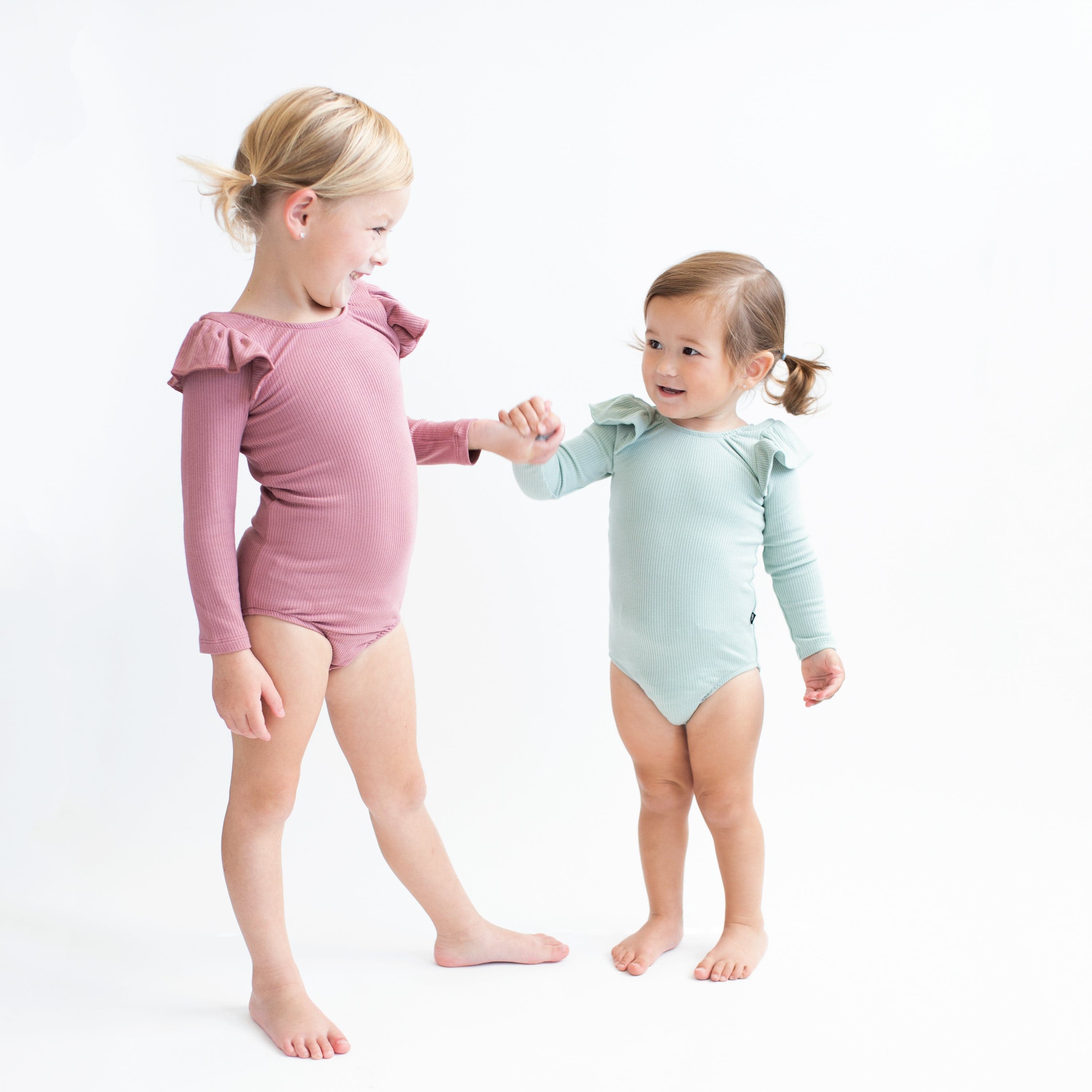  Ribbed Long Sleeve Ruffle Leotard in Sage、mySite、layawaytickets