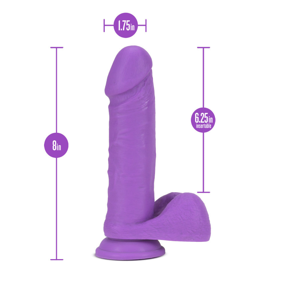 Neo Elite By Blush® | Neon Purple: 8-Inch Long Dildo - Made with Purio™ Silicone & SensaFeel® Dual Density Realistic Technology、mySite、bottomscart